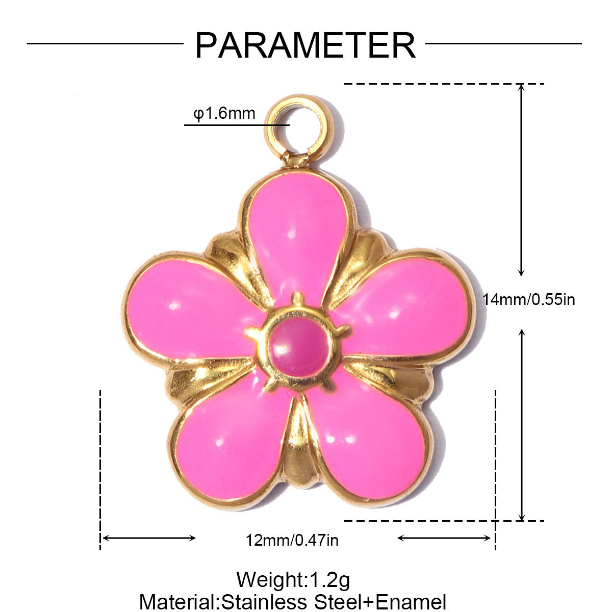 6pcs/pack Stainless Steel Enamel Flower DIY Bracelet Charms Daisy Clover Waterdrop Necklace Pendants Woman Sunflower Jewelry Wholesale