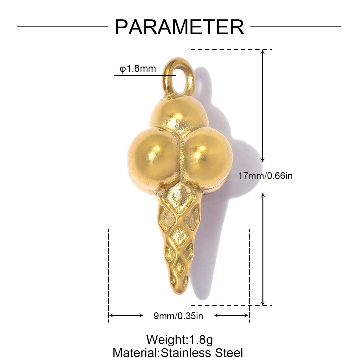 6pcs/pack Stainless Steel Resin Cherry DIY Bracelet Charms Cheese Ice Cream Cone Necklace Pendants Woman Hazelnut Shoe Accessory