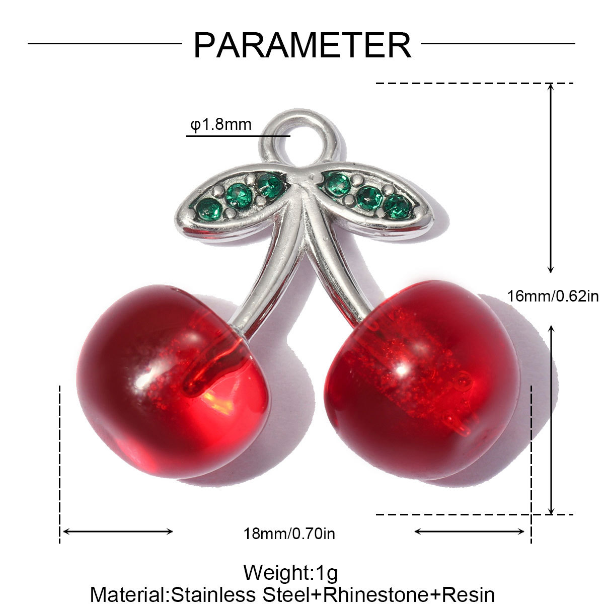 6pcs/pack Stainless Steel Resin Cherry DIY Bracelet Charms Cheese Ice Cream Cone Necklace Pendants Woman Hazelnut Shoe Accessory