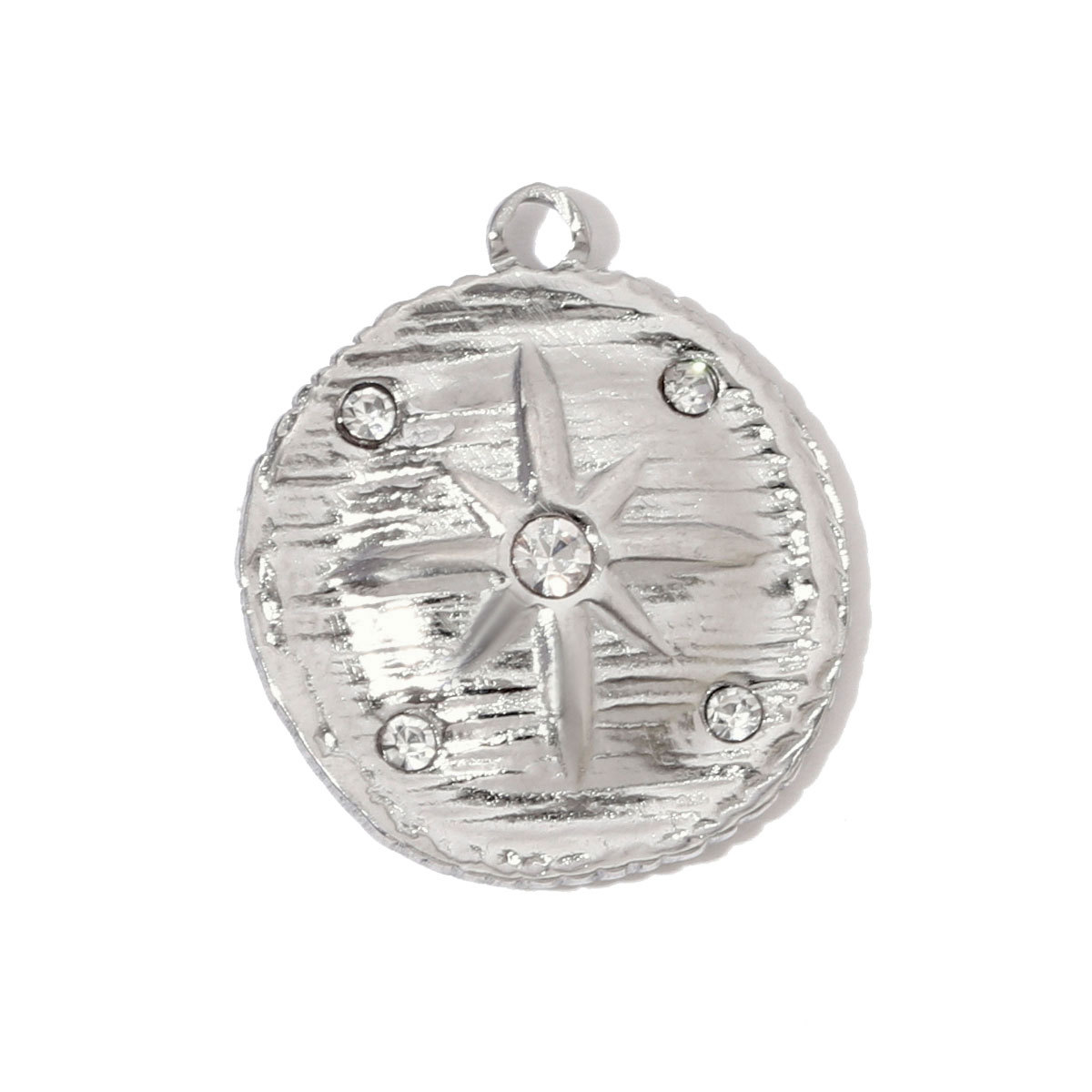 6pcs/pack Fashion Stainless Steel Squarrel Leaf DIY Charms Rhinestone Rose Daisy Necklace Pendants Women Octagram Star Sun Jewelry