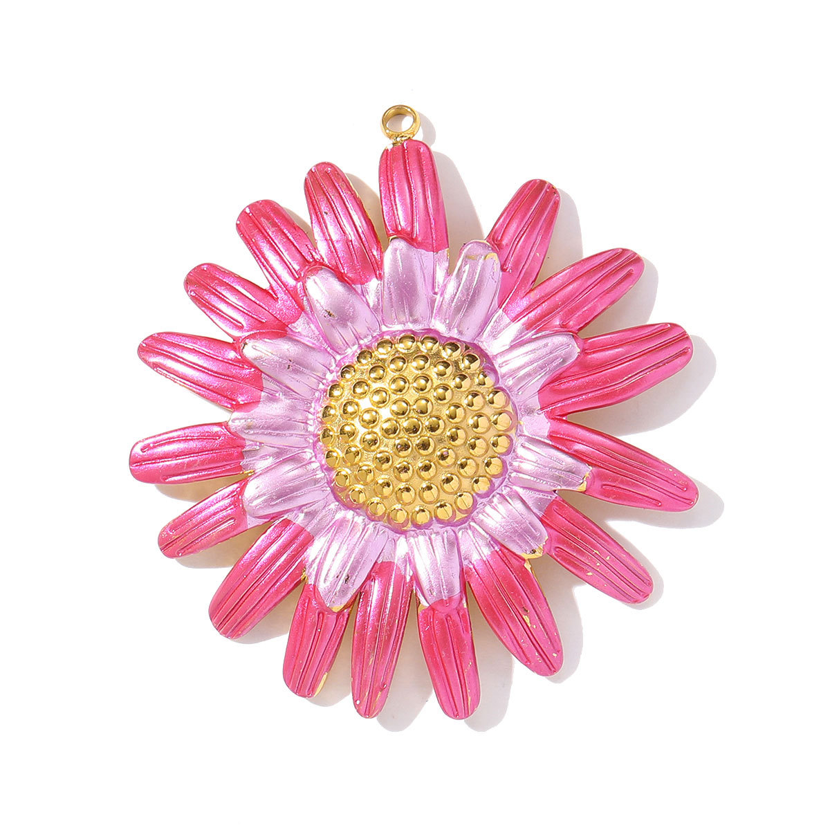 6pcs/pack Retro Stainless Steel Enamel Daisy Sunflower Necklace Pendant Gradient Cherry DIY Earring Charms Woman Fruit Jewelry