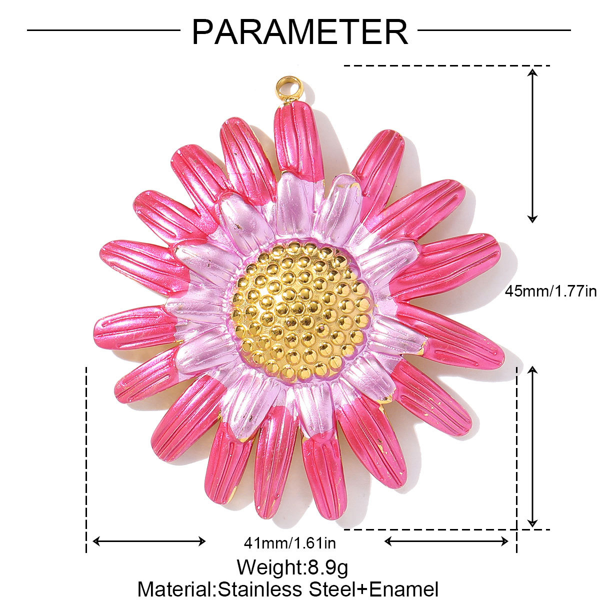 6pcs/pack Retro Stainless Steel Enamel Daisy Sunflower Necklace Pendant Gradient Cherry DIY Earring Charms Woman Fruit Jewelry