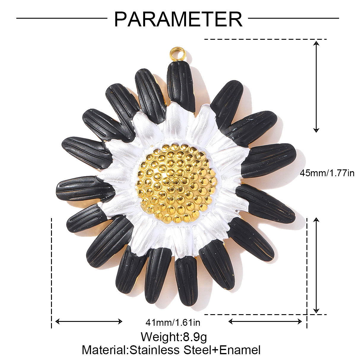 6pcs/pack Retro Stainless Steel Enamel Daisy Sunflower Necklace Pendant Gradient Cherry DIY Earring Charms Woman Fruit Jewelry
