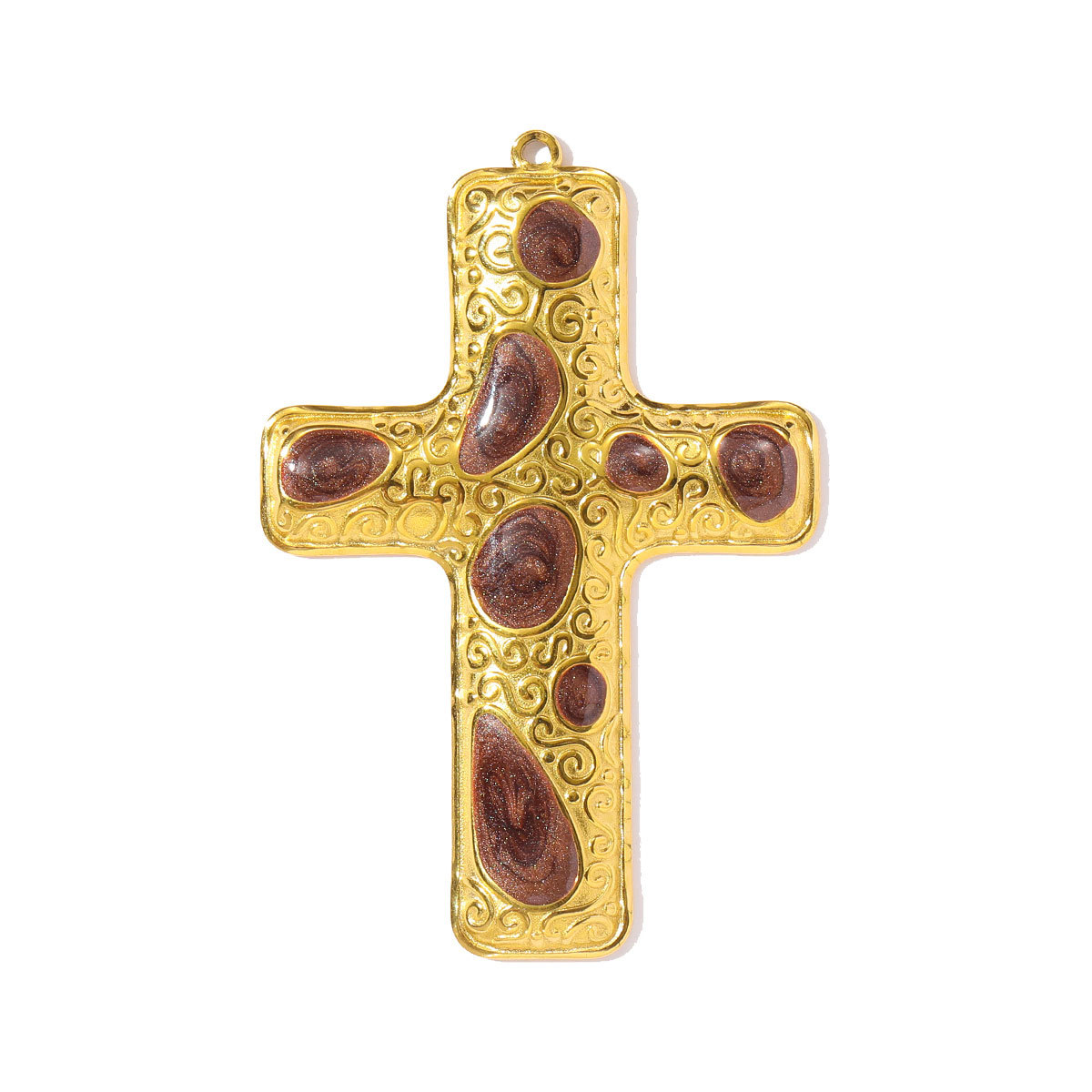 6pcs/pack Retro Stainless Steel Enamel Big Size Cross Necklace Pendant Rainbow Color DIY Earring Charms Woman Religious Jewelry