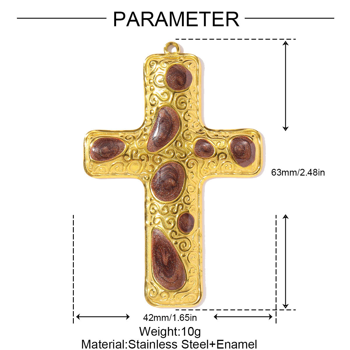 6pcs/pack Retro Stainless Steel Enamel Big Size Cross Necklace Pendant Rainbow Color DIY Earring Charms Woman Religious Jewelry