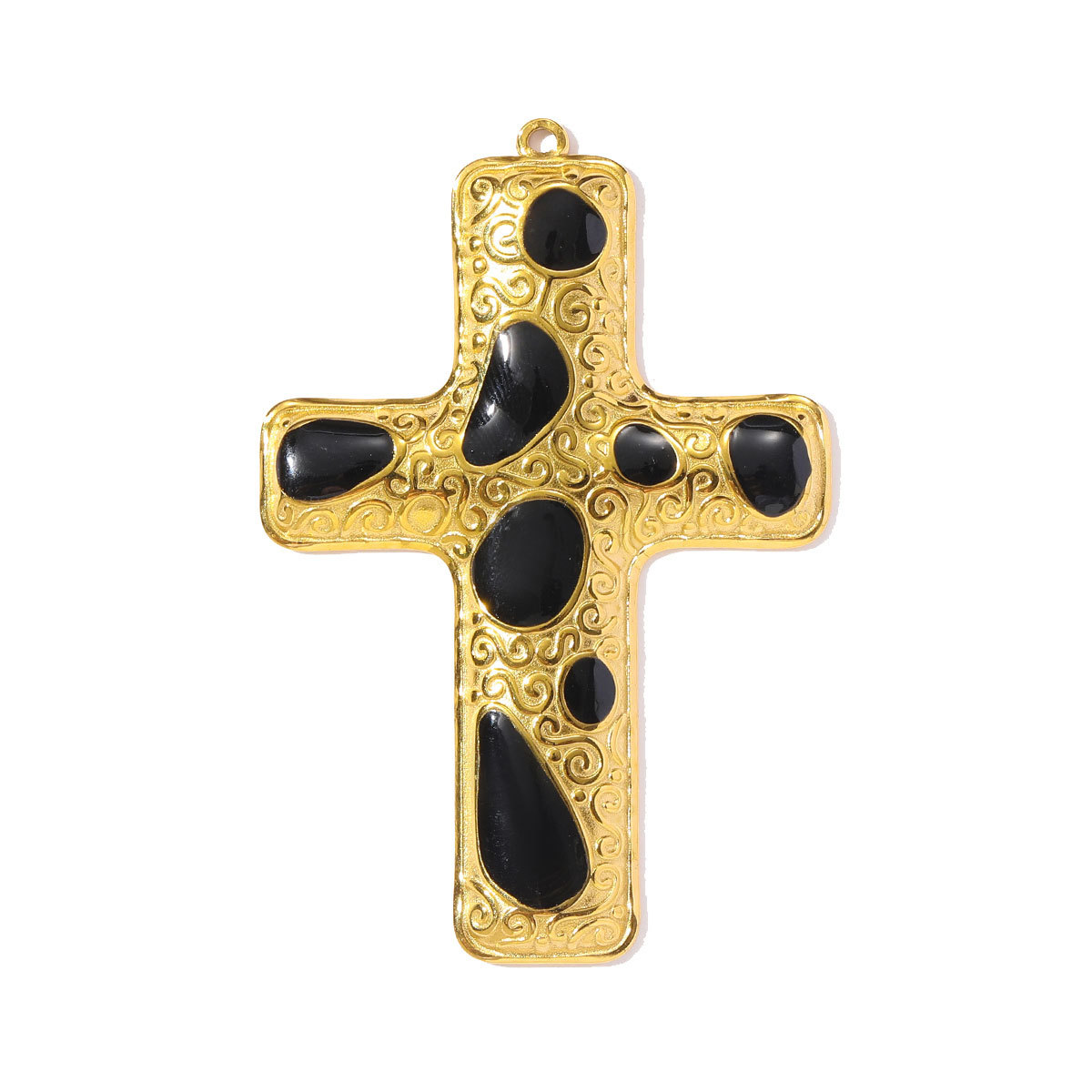 6pcs/pack Retro Stainless Steel Enamel Big Size Cross Necklace Pendant Rainbow Color DIY Earring Charms Woman Religious Jewelry