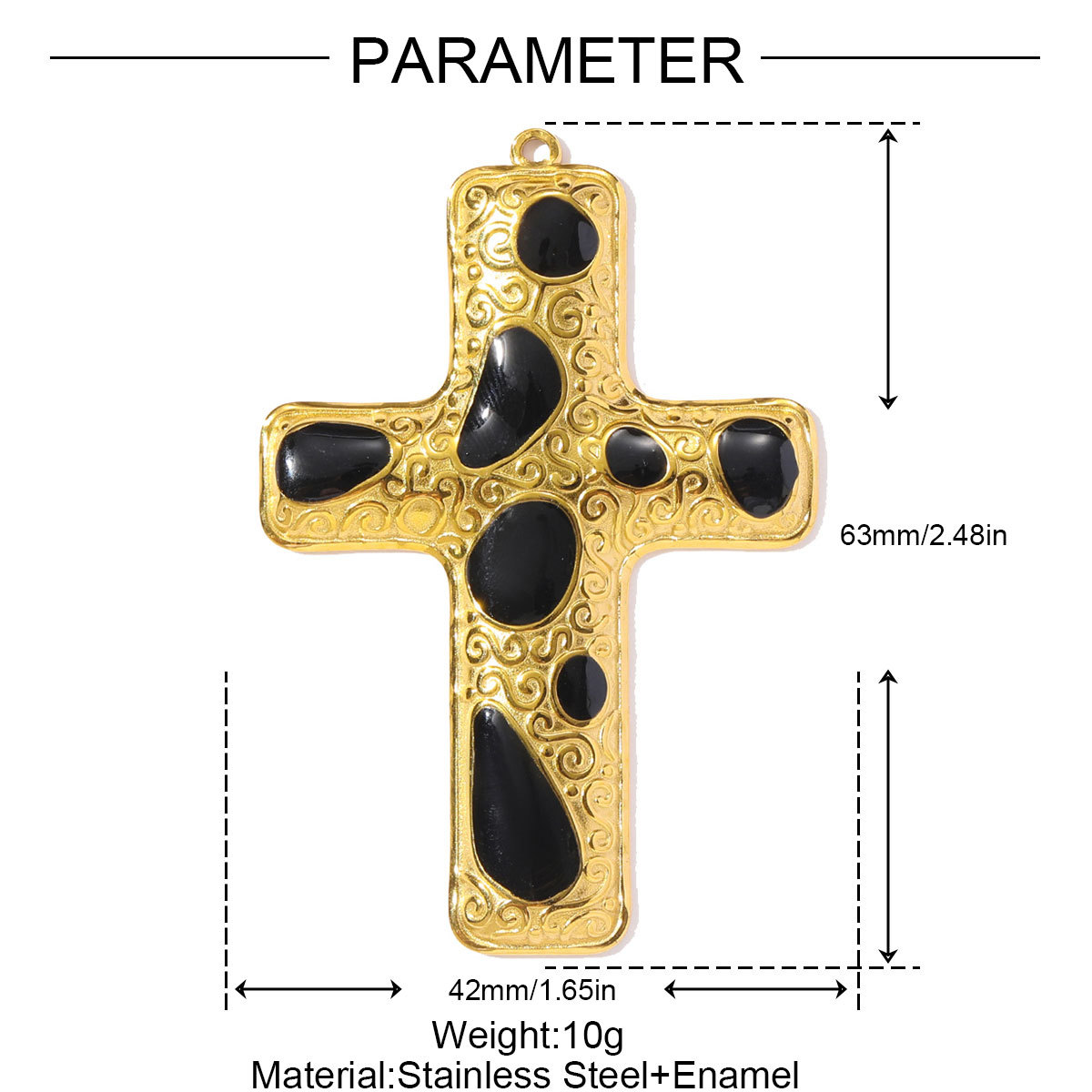 6pcs/pack Retro Stainless Steel Enamel Big Size Cross Necklace Pendant Rainbow Color DIY Earring Charms Woman Religious Jewelry