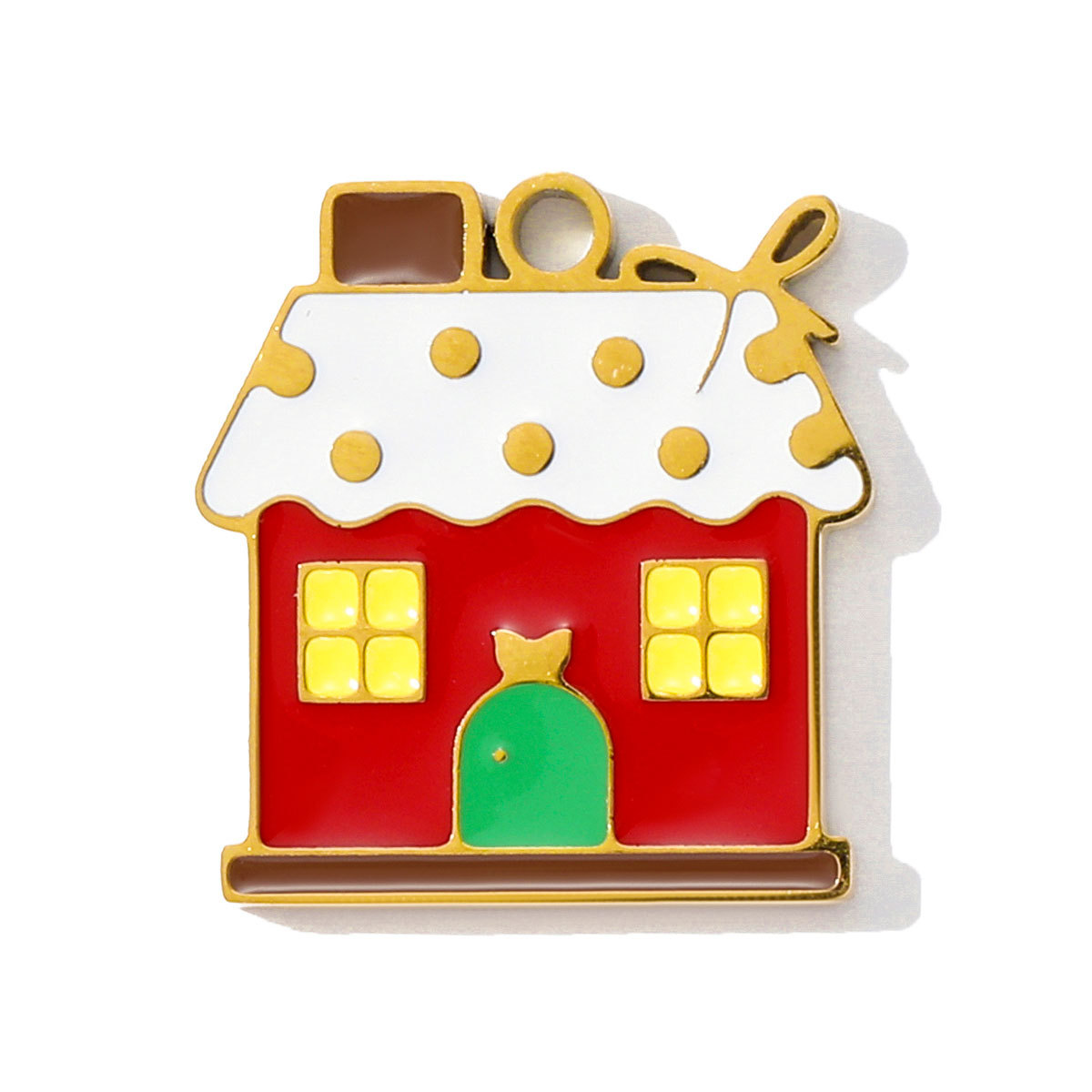 6pcs/pack Stainless Steel Enamel Snowman Gift Box Necklace Pendant Elk Deer Bell DIY Charms Woman Christmas Tree Jewelry