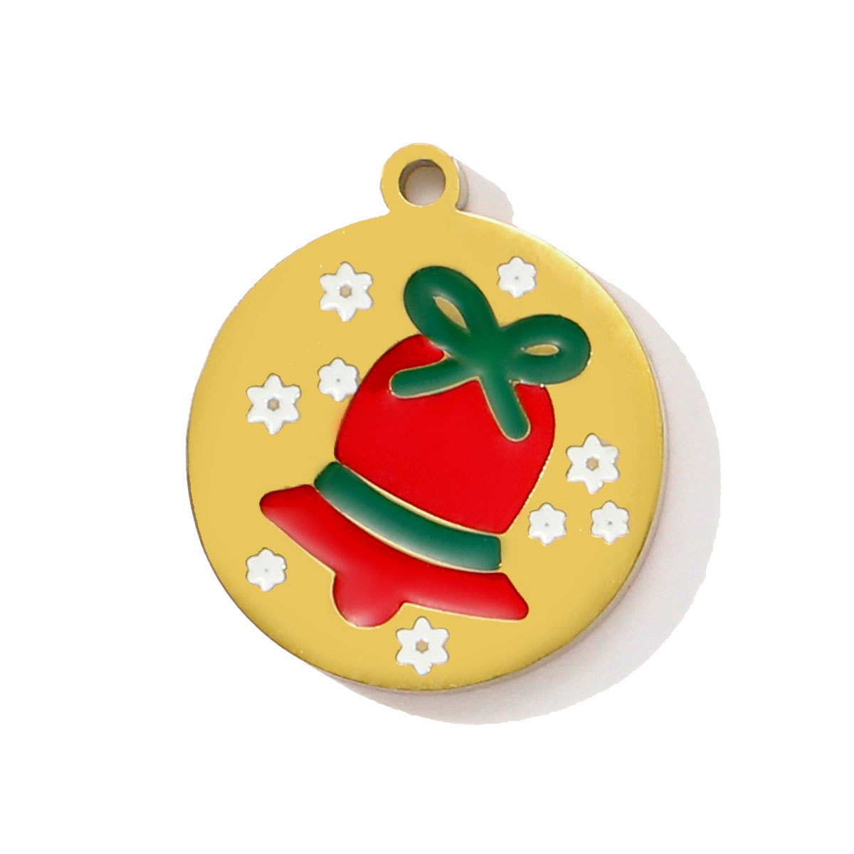 6pcs/pack Stainless Steel Enamel Snowman Gift Box Necklace Pendant Elk Deer Bell DIY Charms Woman Christmas Tree Jewelry