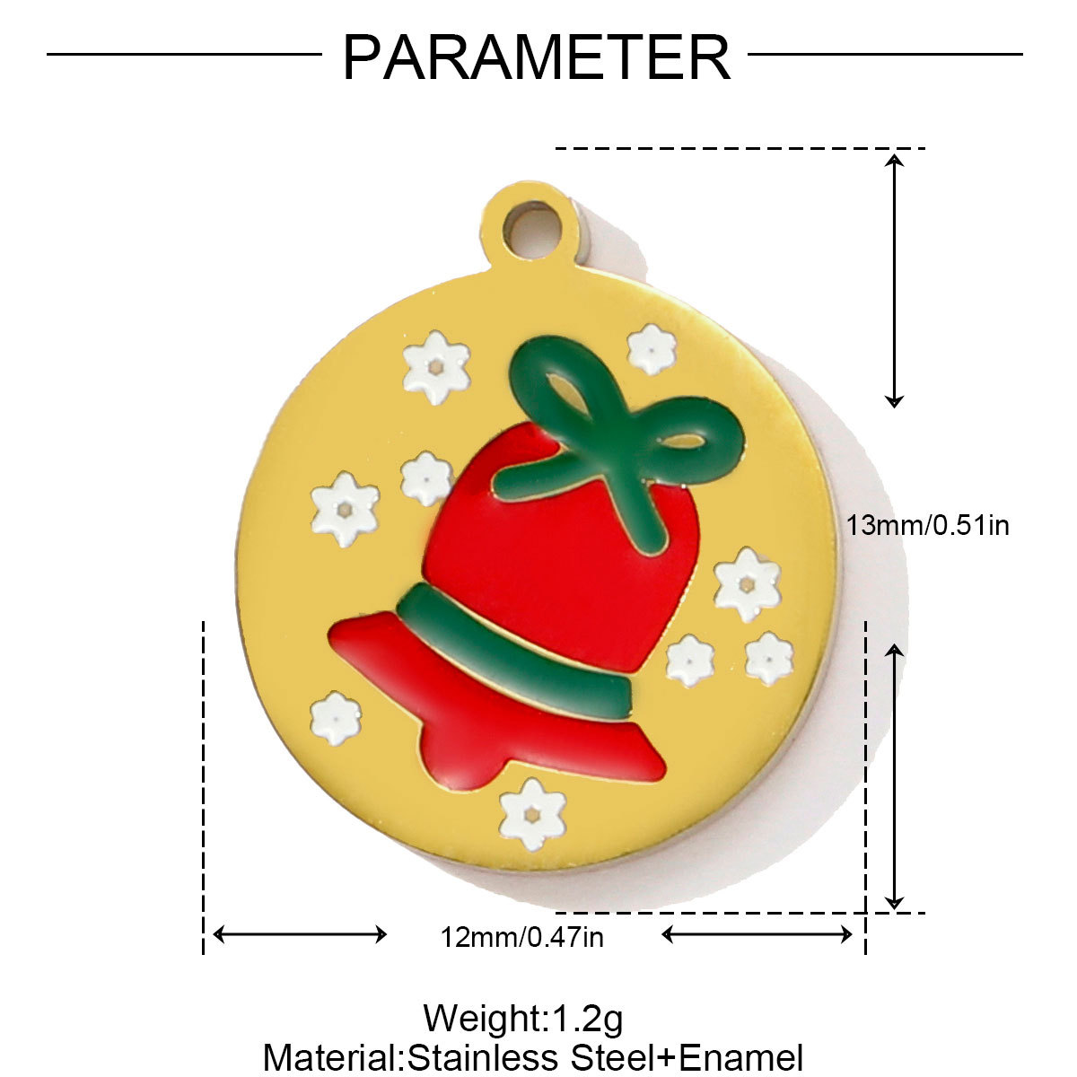 6pcs/pack Stainless Steel Enamel Snowman Gift Box Necklace Pendant Elk Deer Bell DIY Charms Woman Christmas Tree Jewelry