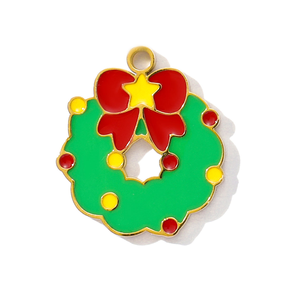 6pcs/pack Stainless Steel Enamel Snowman Gift Box Necklace Pendant Elk Deer Bell DIY Charms Woman Christmas Tree Jewelry