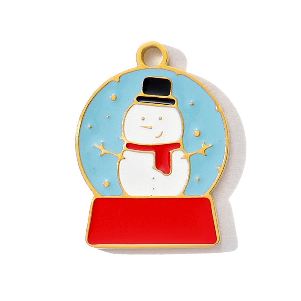 6pcs/pack Stainless Steel Enamel Snowman Gift Box Necklace Pendant Elk Deer Bell DIY Charms Woman Christmas Tree Jewelry