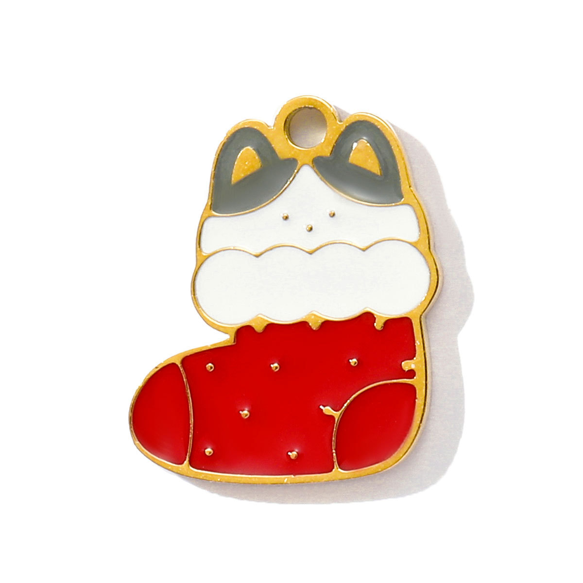 6pcs/pack Stainless Steel Enamel Snowman Gift Box Necklace Pendant Elk Deer Bell DIY Charms Woman Christmas Tree Jewelry
