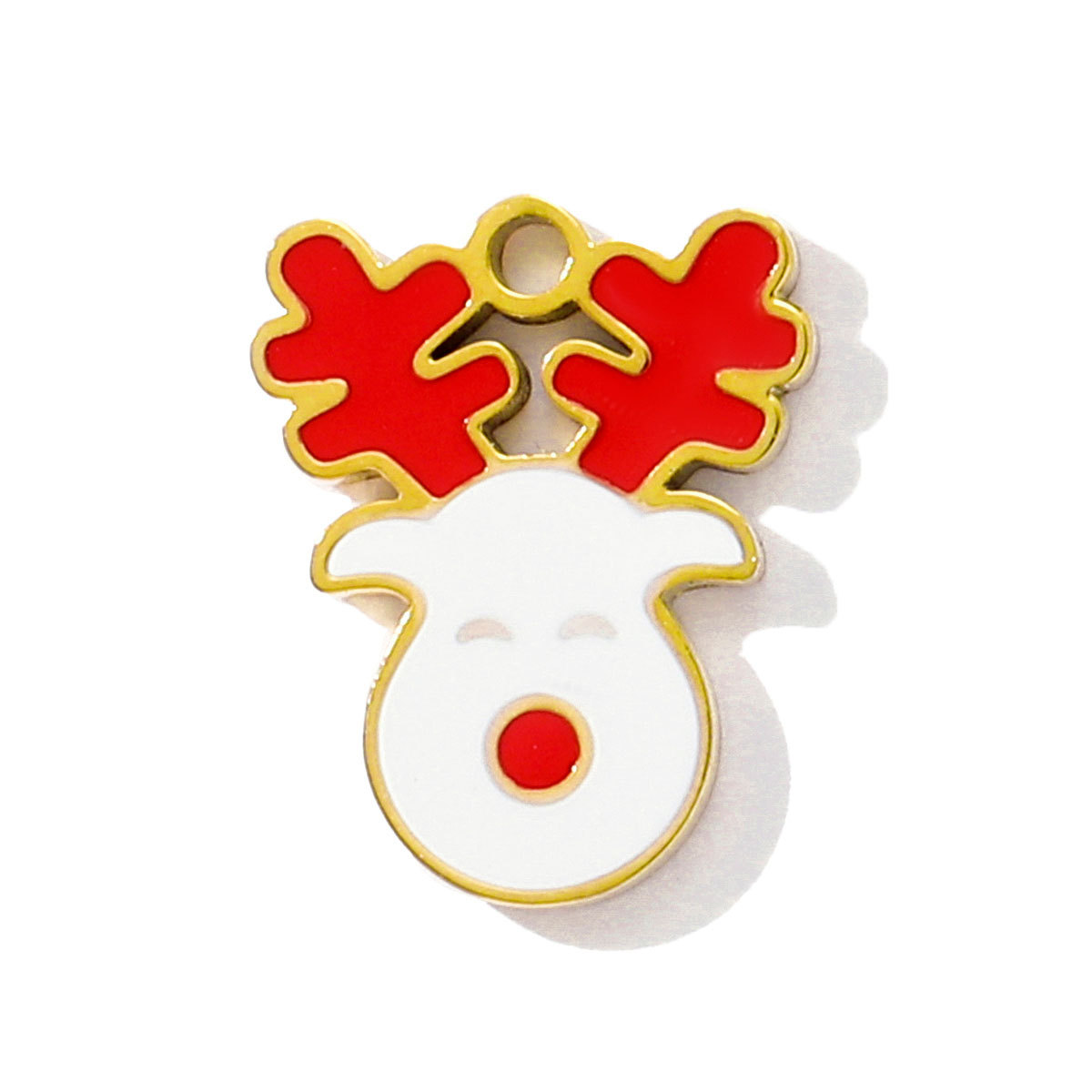 6pcs/pack Stainless Steel Enamel Snowman Gift Box Necklace Pendant Elk Deer Bell DIY Charms Woman Christmas Tree Jewelry