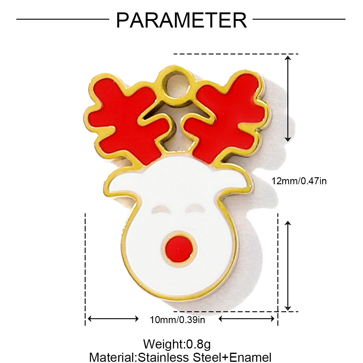 6pcs/pack Stainless Steel Enamel Snowman Gift Box Necklace Pendant Elk Deer Bell DIY Charms Woman Christmas Tree Jewelry