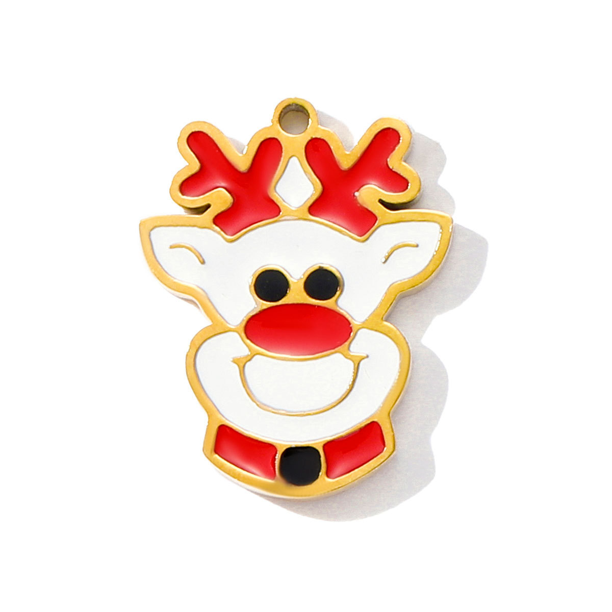 6pcs/pack Stainless Steel Enamel Snowman Gift Box Necklace Pendant Elk Deer Bell DIY Charms Woman Christmas Tree Jewelry