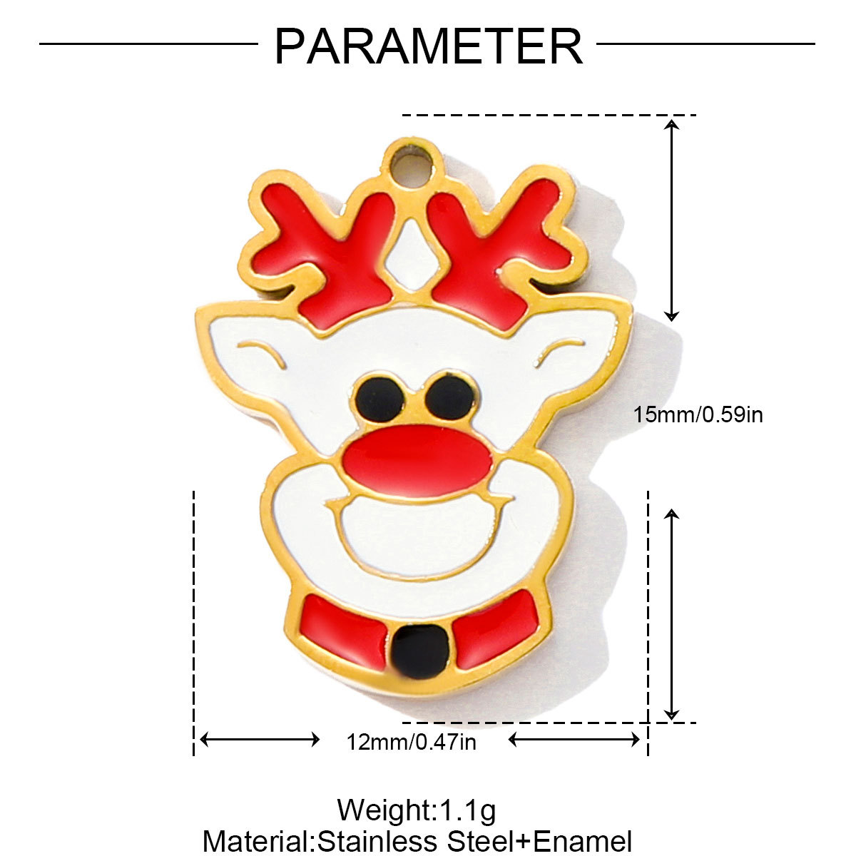 6pcs/pack Stainless Steel Enamel Snowman Gift Box Necklace Pendant Elk Deer Bell DIY Charms Woman Christmas Tree Jewelry