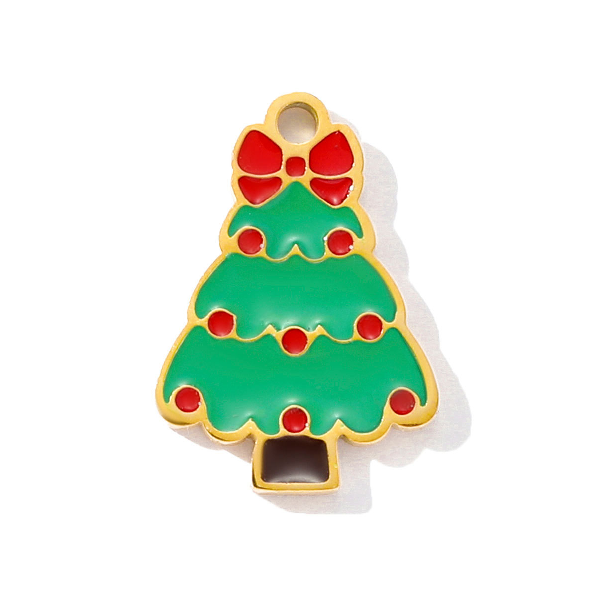 6pcs/pack Stainless Steel Enamel Snowman Gift Box Necklace Pendant Elk Deer Bell DIY Charms Woman Christmas Tree Jewelry
