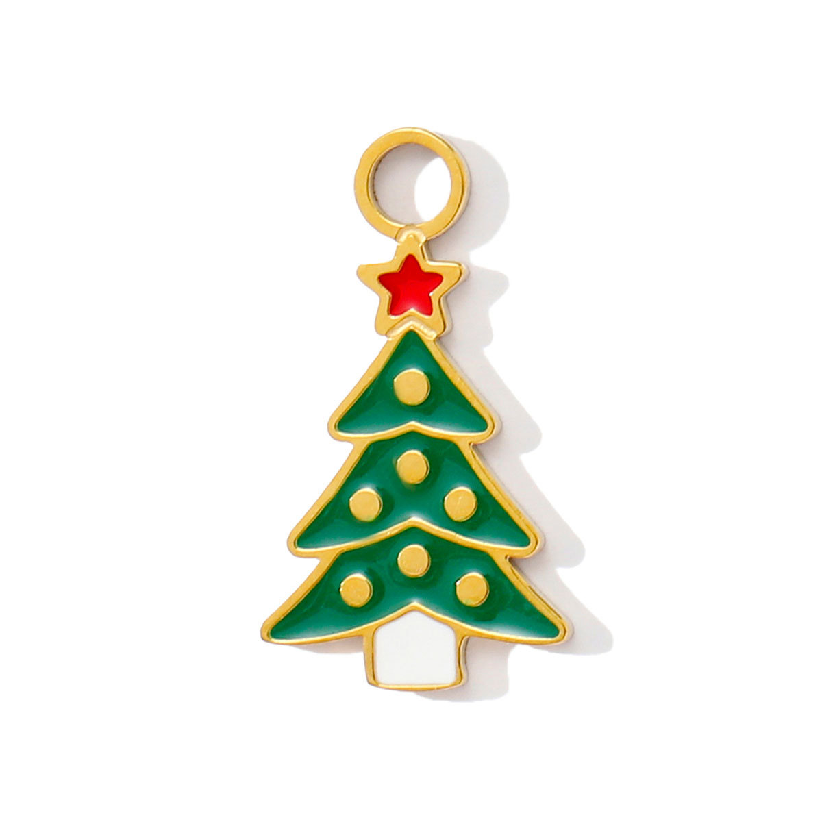 6pcs/pack Stainless Steel Enamel Christmas Tree House Necklace Pendant Santa Claus DIY Charms Woman Gingerbread Man Jewelry