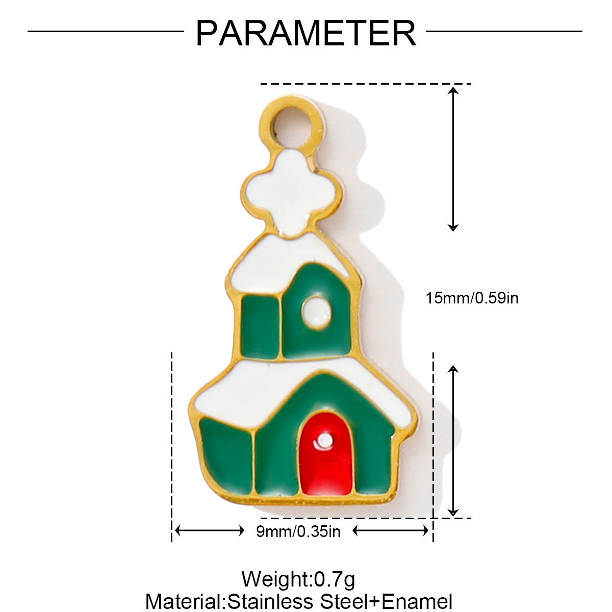 6pcs/pack Stainless Steel Enamel Christmas Tree House Necklace Pendant Santa Claus DIY Charms Woman Gingerbread Man Jewelry