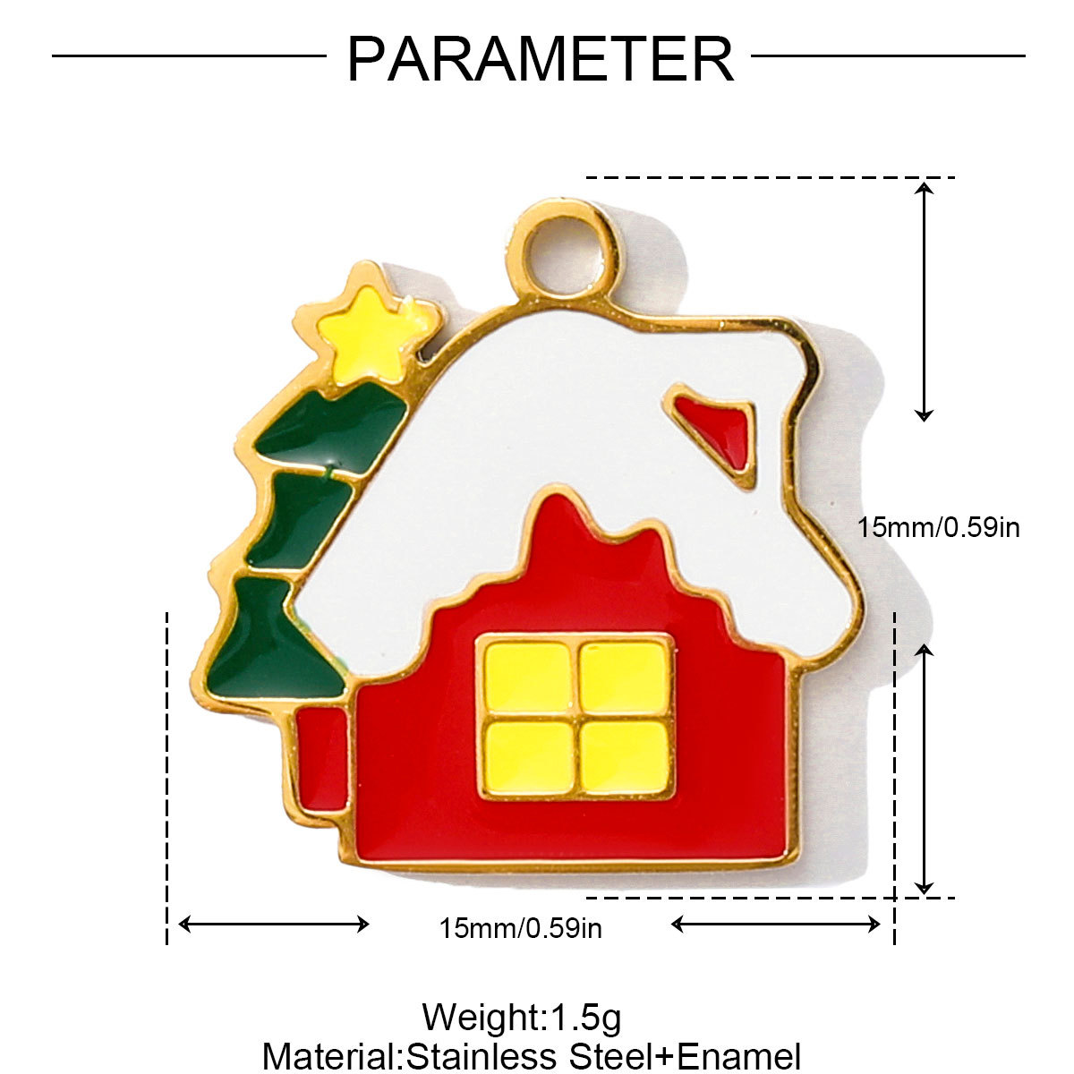 6pcs/pack Stainless Steel Enamel Christmas Tree House Necklace Pendant Santa Claus DIY Charms Woman Gingerbread Man Jewelry