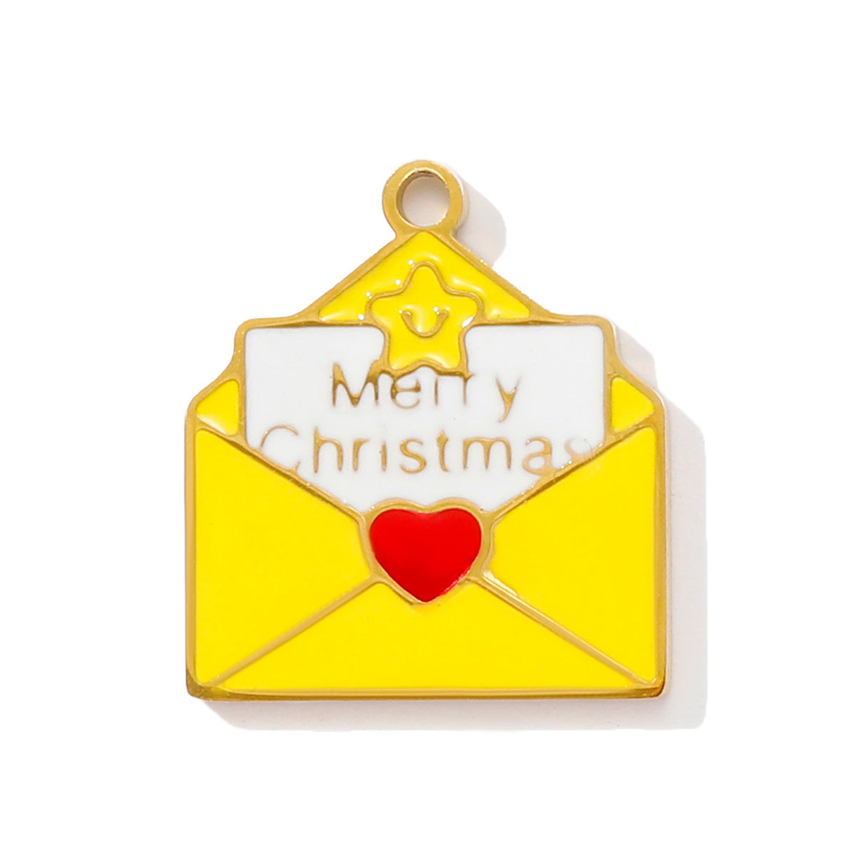 6pcs/pack Stainless Steel Enamel Christmas Tree House Necklace Pendant Santa Claus DIY Charms Woman Gingerbread Man Jewelry
