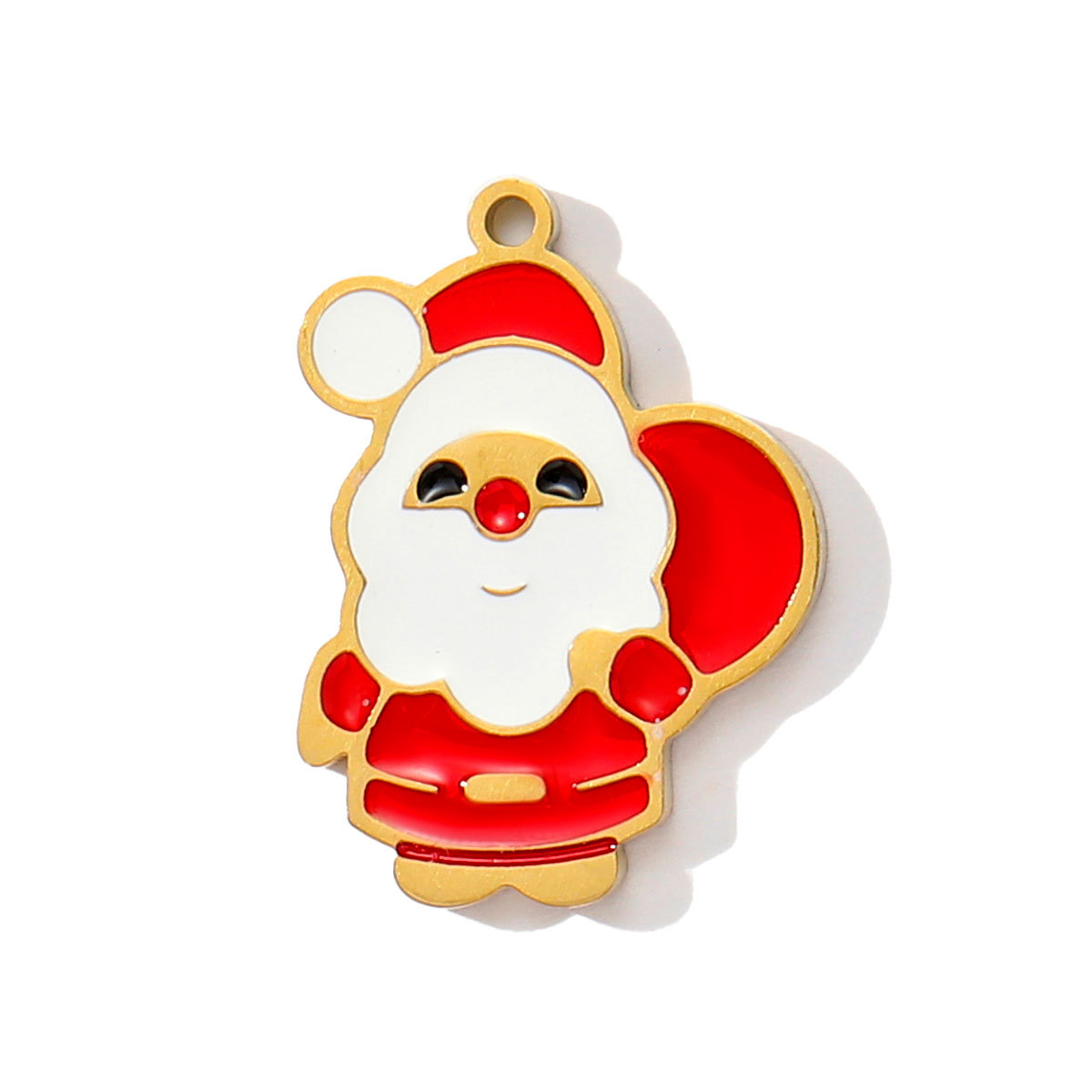 6pcs/pack Stainless Steel Enamel Christmas Tree House Necklace Pendant Santa Claus DIY Charms Woman Gingerbread Man Jewelry