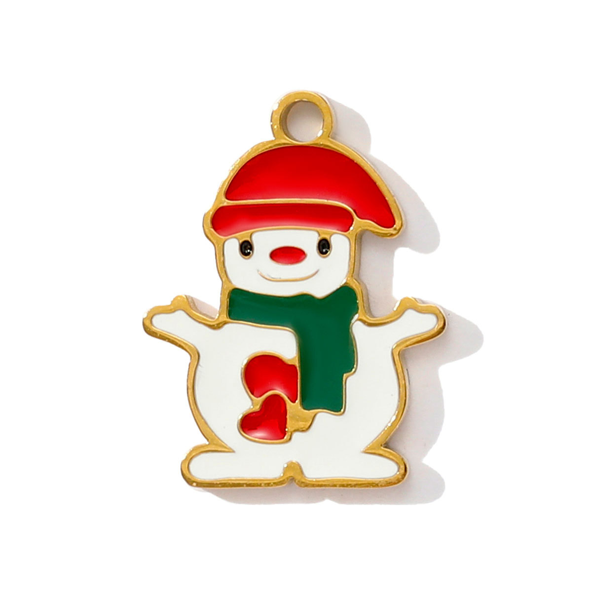 6pcs/pack Stainless Steel Enamel Christmas Tree House Necklace Pendant Santa Claus DIY Charms Woman Gingerbread Man Jewelry