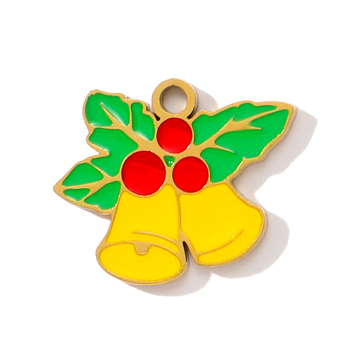 6pcs/pack Stainless Steel Enamel Christmas Tree House Necklace Pendant Santa Claus DIY Charms Woman Gingerbread Man Jewelry