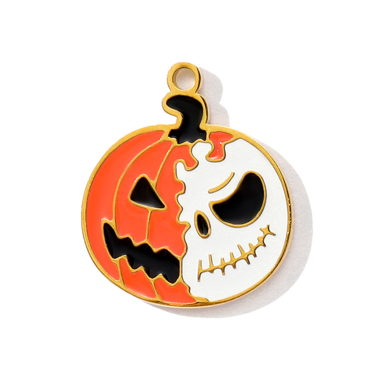 6pcs/pack Stainless Steel Enamel Pumpkin Ghost Necklace Pendant Mummy Vampire Witch Hat DIY Charms Halloween Owl Jewelry