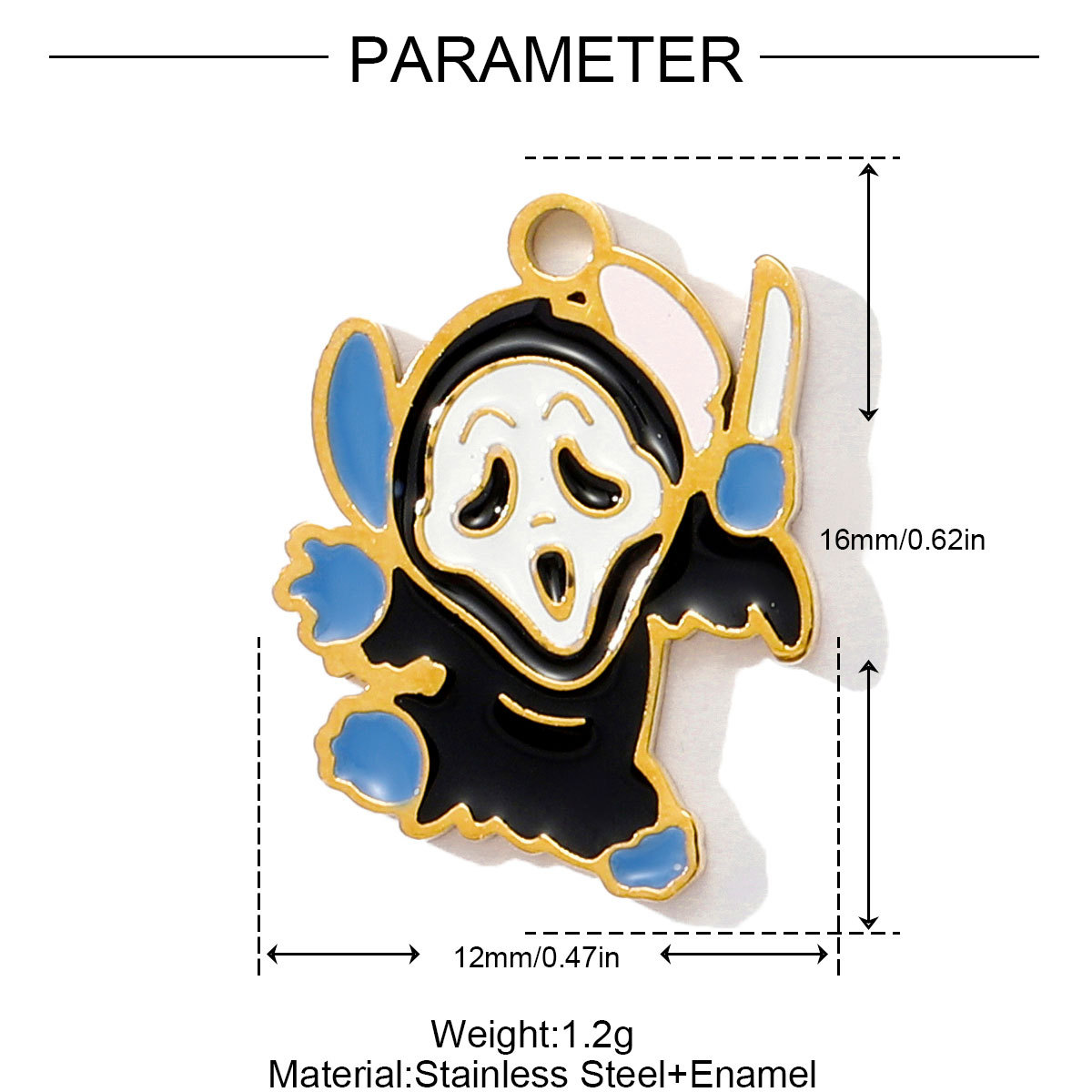 6pcs/pack Stainless Steel Enamel Pumpkin Ghost Necklace Pendant Mummy Vampire Witch Hat DIY Charms Halloween Owl Jewelry