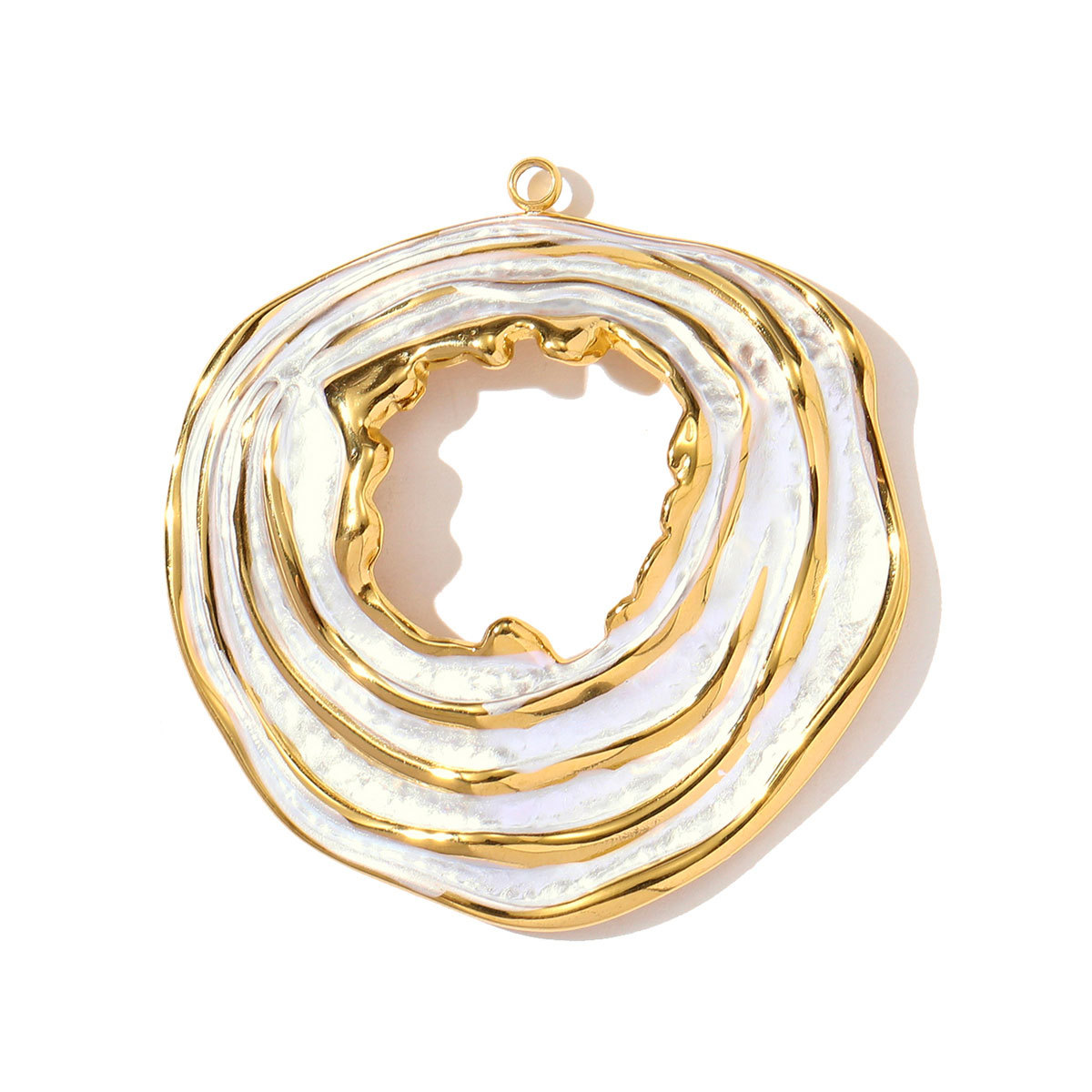 6pcs/pack Stainless Steel Enamel Flower Necklace Pendant Gemotric Big size Swirl DIY Earring Charm Women Hollow Leaf Jewelry