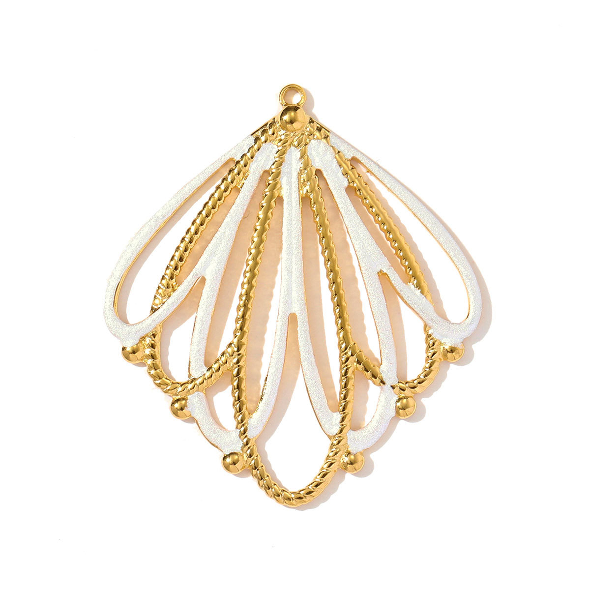 6pcs/pack Stainless Steel Enamel Flower Necklace Pendant Gemotric Big size Swirl DIY Earring Charm Women Hollow Leaf Jewelry