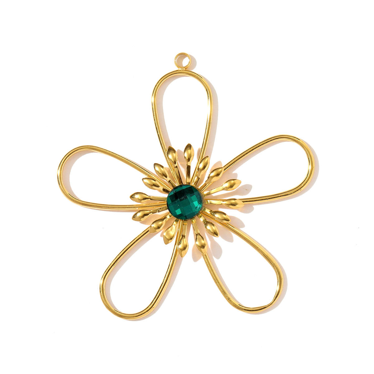6pcs/pack Stainless Steel Enamel Flower Necklace Pendant Gemotric Big size Swirl DIY Earring Charm Women Hollow Leaf Jewelry