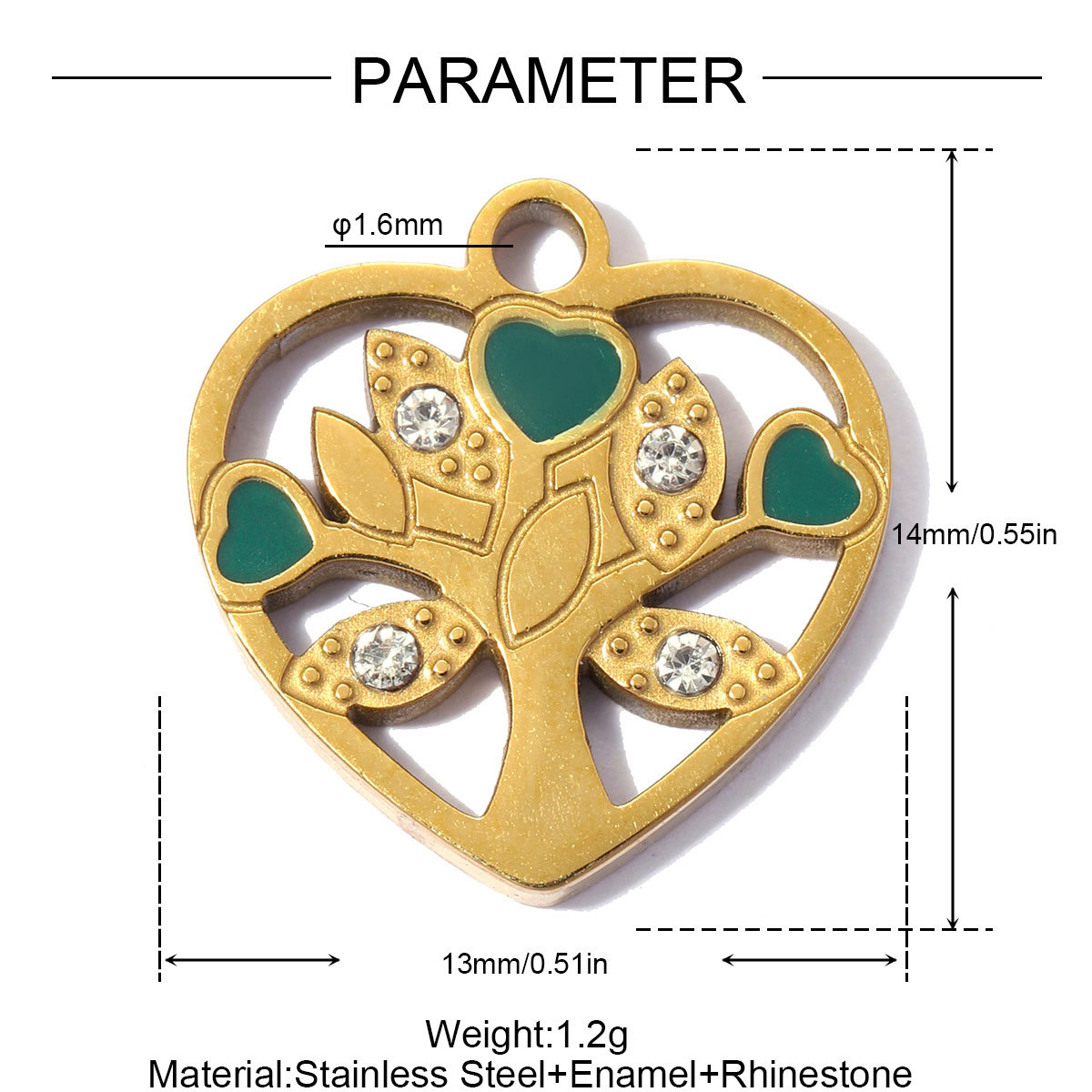 6pcs/pack Stainless Steel Clover Life Tree Flower DIY Bracelet Charms Lover Dog Cat Bear Necklace Pendants Woman Eye Heart Shoe Accessory