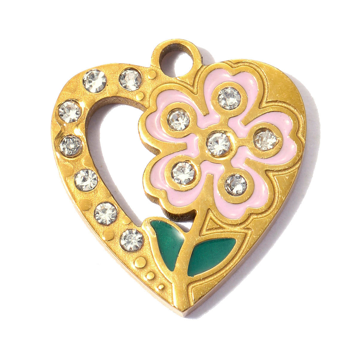6pcs/pack Stainless Steel Clover Life Tree Flower DIY Bracelet Charms Lover Dog Cat Bear Necklace Pendants Woman Eye Heart Shoe Accessory