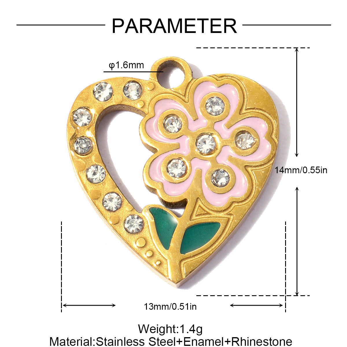 6pcs/pack Stainless Steel Clover Life Tree Flower DIY Bracelet Charms Lover Dog Cat Bear Necklace Pendants Woman Eye Heart Shoe Accessory