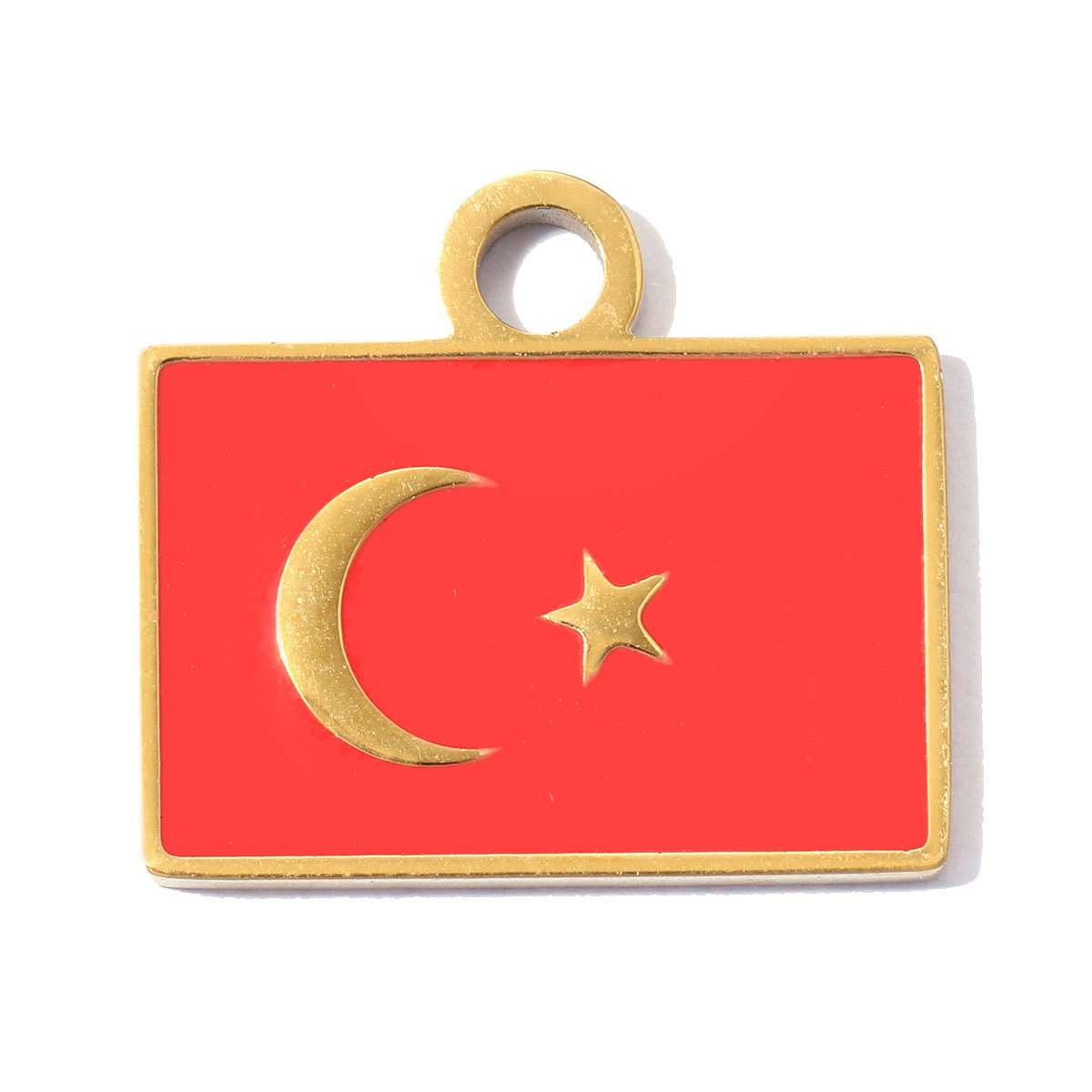 6pcs/pack Stainless Steel Turkey French Flag DIY Bracelet Charms UK Canada Spain Necklace Pendants Woman Star Cactus Jewelry Wholesale