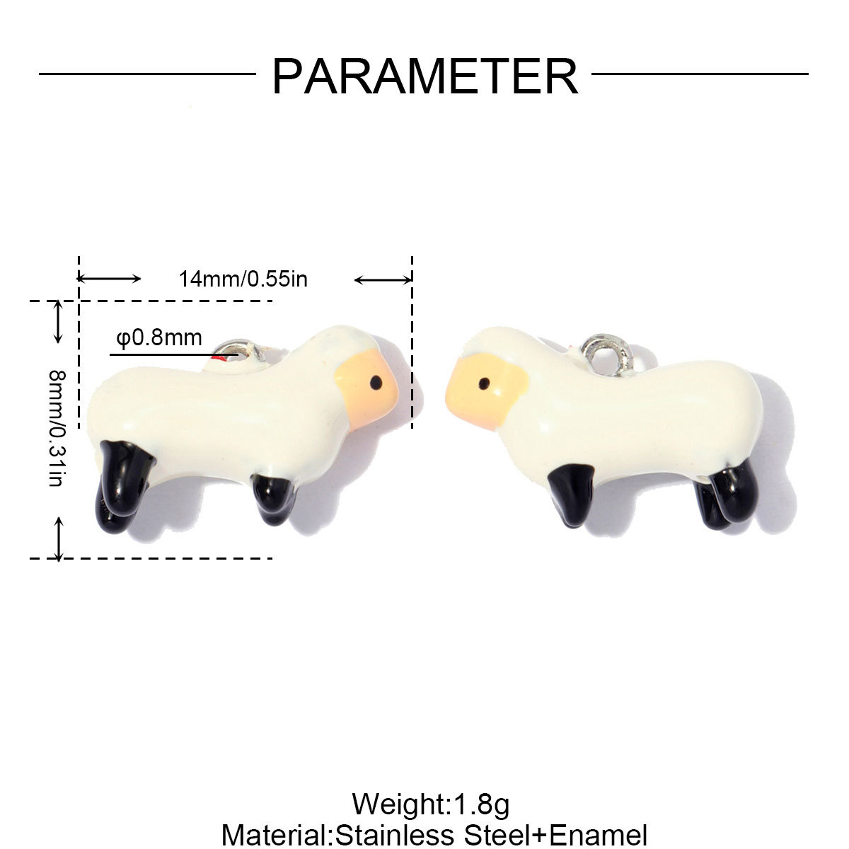 6pcs/pack Stainless Steel Enamel Mouse Sheep Cow DIY Bracelet Charms Bird Owl Necklace Pendants Woman Chill Star Shoe Accessory