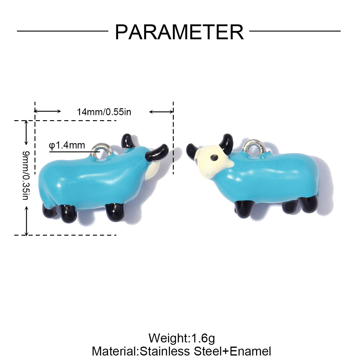 6pcs/pack Stainless Steel Enamel Mouse Sheep Cow DIY Bracelet Charms Bird Owl Necklace Pendants Woman Chill Star Shoe Accessory