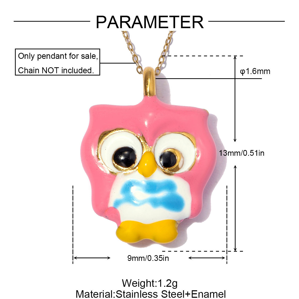 6pcs/pack Stainless Steel Enamel Mouse Sheep Cow DIY Bracelet Charms Bird Owl Necklace Pendants Woman Chill Star Shoe Accessory