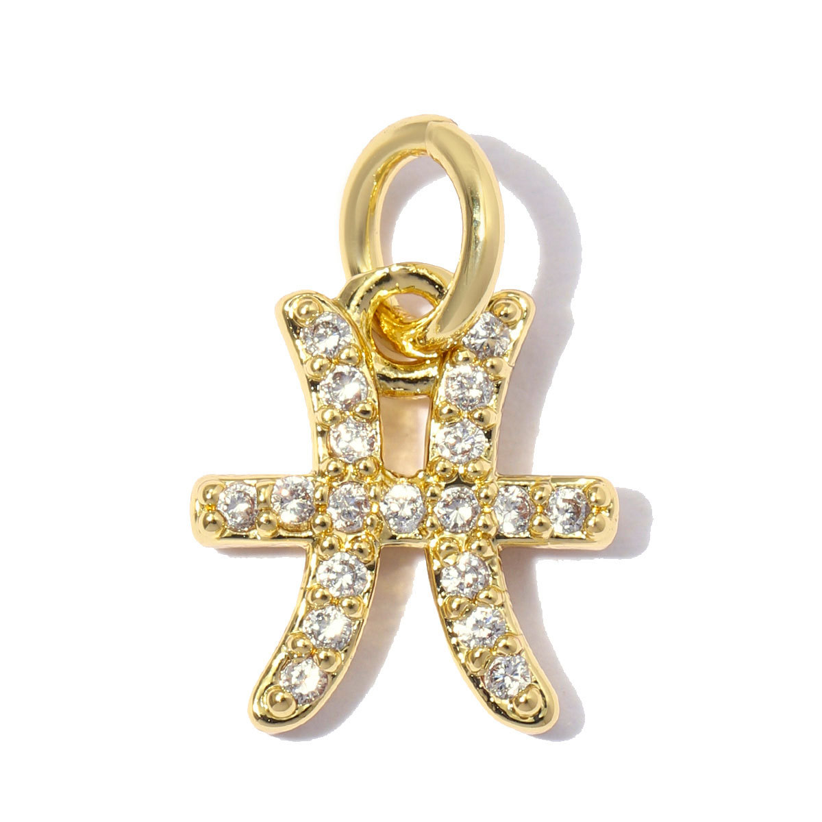 6pcs/pack Copper Zircon Zodiac Signs DIY Bracelet Charms Libra Leo Sagittarius Necklace Pendants Woman 18K Real Gold Jewelry Wholesale