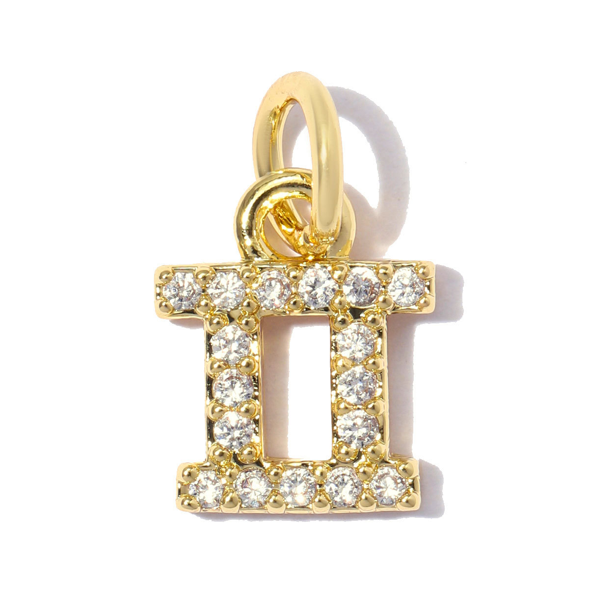 6pcs/pack Copper Zircon Zodiac Signs DIY Bracelet Charms Libra Leo Sagittarius Necklace Pendants Woman 18K Real Gold Jewelry Wholesale