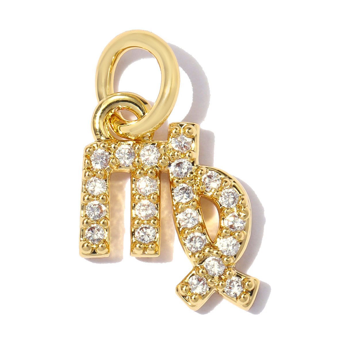 6pcs/pack Copper Zircon Zodiac Signs DIY Bracelet Charms Libra Leo Sagittarius Necklace Pendants Woman 18K Real Gold Jewelry Wholesale