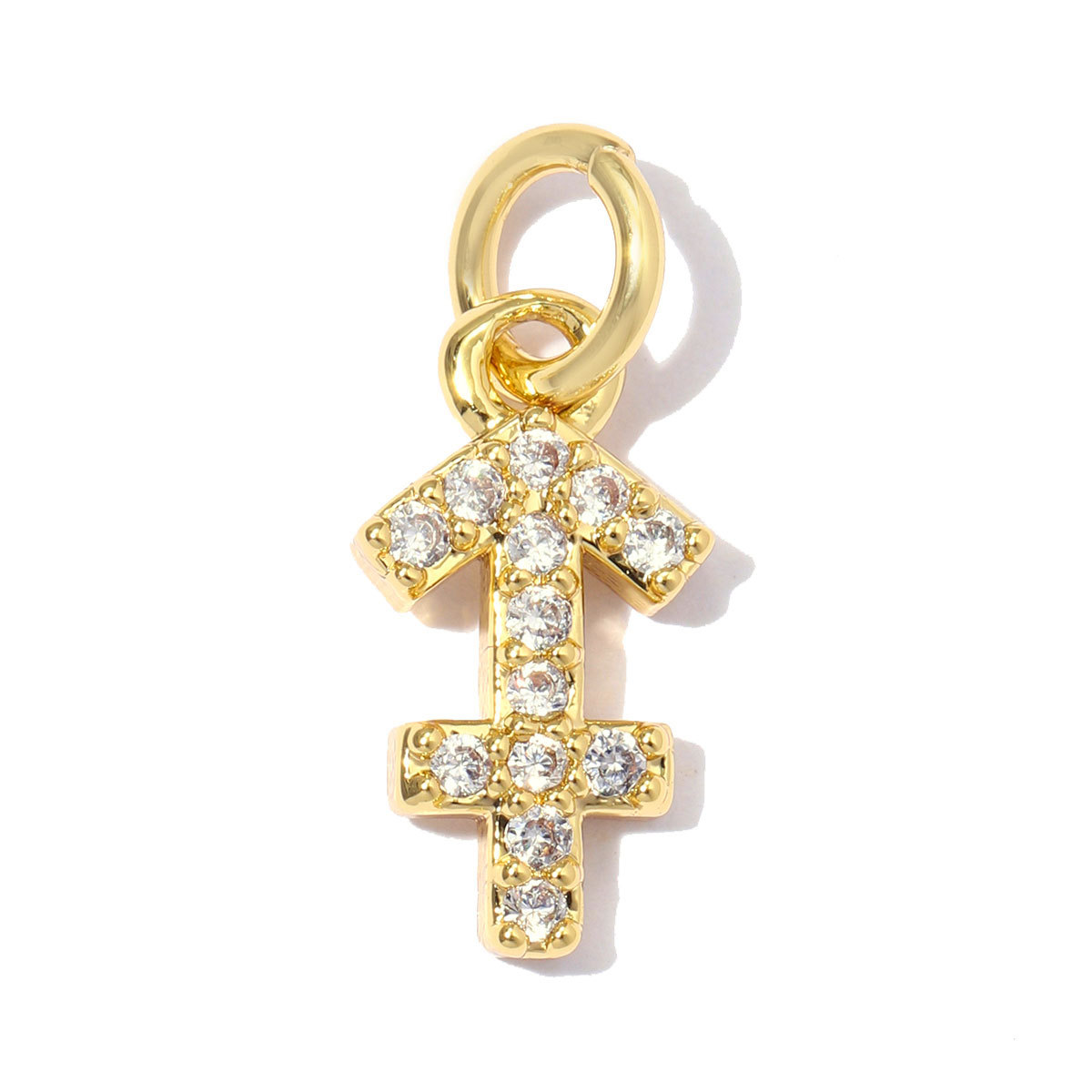 6pcs/pack Copper Zircon Zodiac Signs DIY Bracelet Charms Libra Leo Sagittarius Necklace Pendants Woman 18K Real Gold Jewelry Wholesale