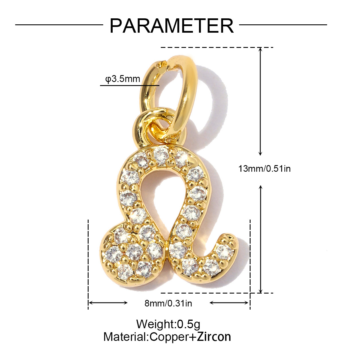 6pcs/pack Copper Zircon Zodiac Signs DIY Bracelet Charms Libra Leo Sagittarius Necklace Pendants Woman 18K Real Gold Jewelry Wholesale