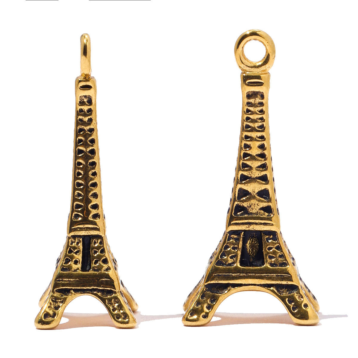 6pcs/pack Stainless Steel Eiffel Tower Flower DIY Charms Two Tone Star Sun Moon Necklace Pendants Woman Heart Jewelry Wholesale