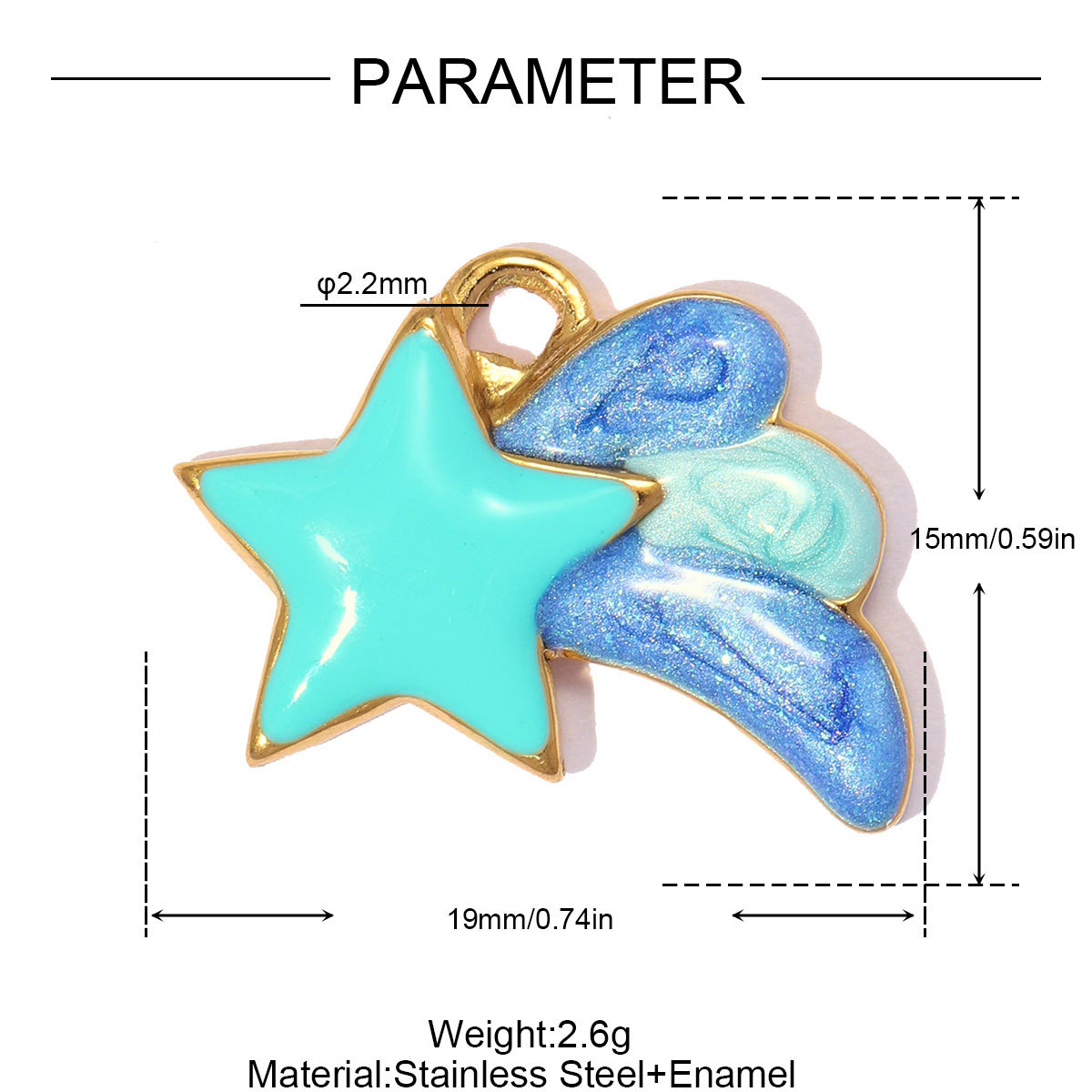 6pcs/pack Stainless Steel Eiffel Tower Flower DIY Charms Two Tone Star Sun Moon Necklace Pendants Woman Heart Jewelry Wholesale