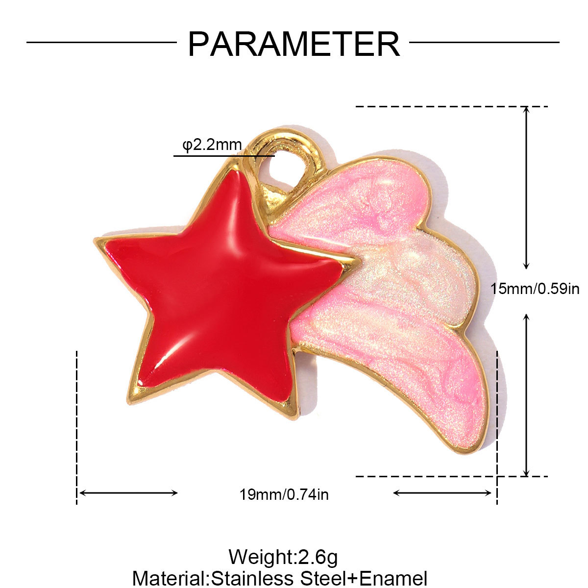 6pcs/pack Stainless Steel Eiffel Tower Flower DIY Charms Two Tone Star Sun Moon Necklace Pendants Woman Heart Jewelry Wholesale