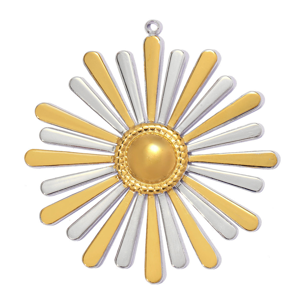 6pcs/pack Stainless Steel Two Tone Daisy Flower DIY Charms Love Heart Starfish Necklace Pendants Woman Shell Jewelry Wholesale